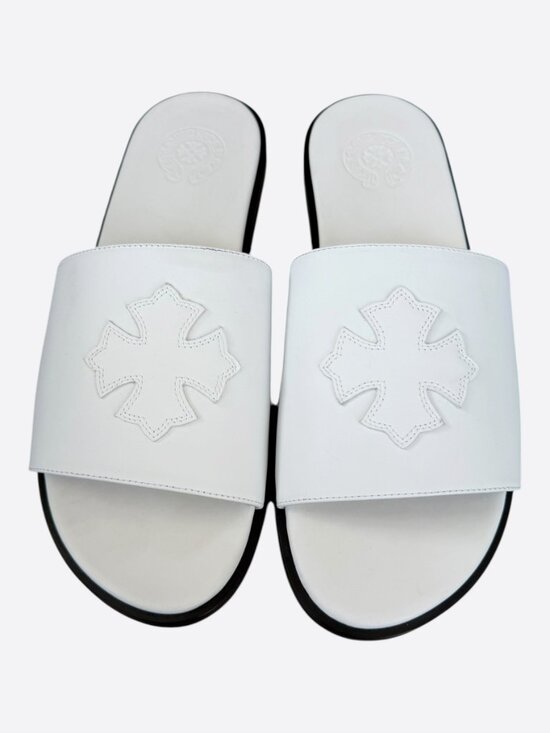 Chrome Hearts White Cross Patch Slides